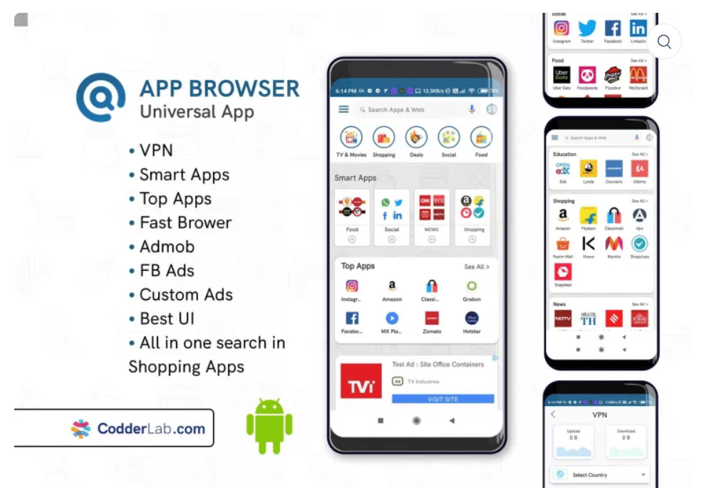 App Browser – All in one app with VPN using Android Studio, android studio, free download, free app, free source code, mobile app, free android studio, make an app, learn studio, android, ios, tutorial